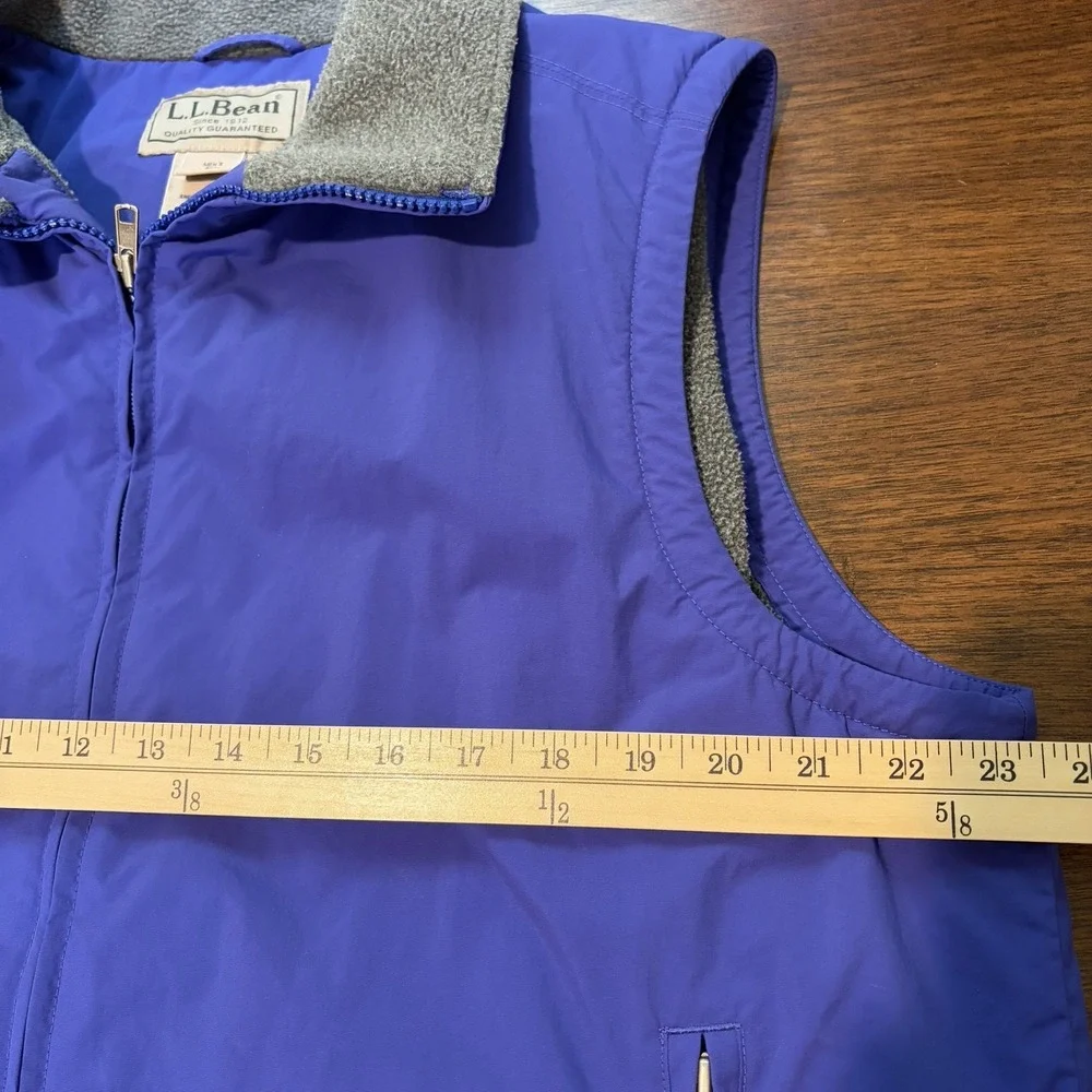 Vintage L.L. Bean‎ Men's Wind Rain Hiking Vest Size L Blue Fleece lined Full Zip